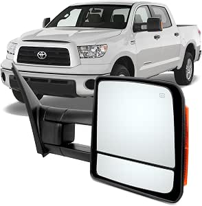 OCPTY Power Towing Mirrors With Heat & Turn Signal – Black Manual Folding For 2007-2017 Toyota Tundra - View #2
