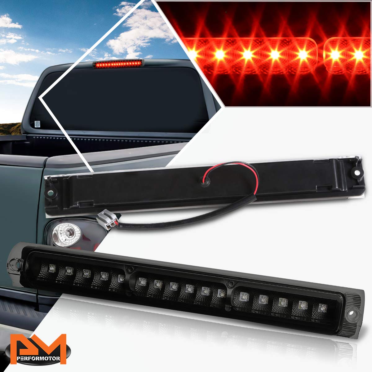 Compatible with Ford F-150 Heritage/F-250 97-04 LED Third 3RD Tail Brake Light Rear Stop Lamp Tinted