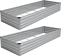 Vista 16 de Vengarus Kit de cama de jardín galvanizado elevado de 8 x 4 x 1 pies (paquete de 2), maceta de metal para exteriores, contenedor rectangular