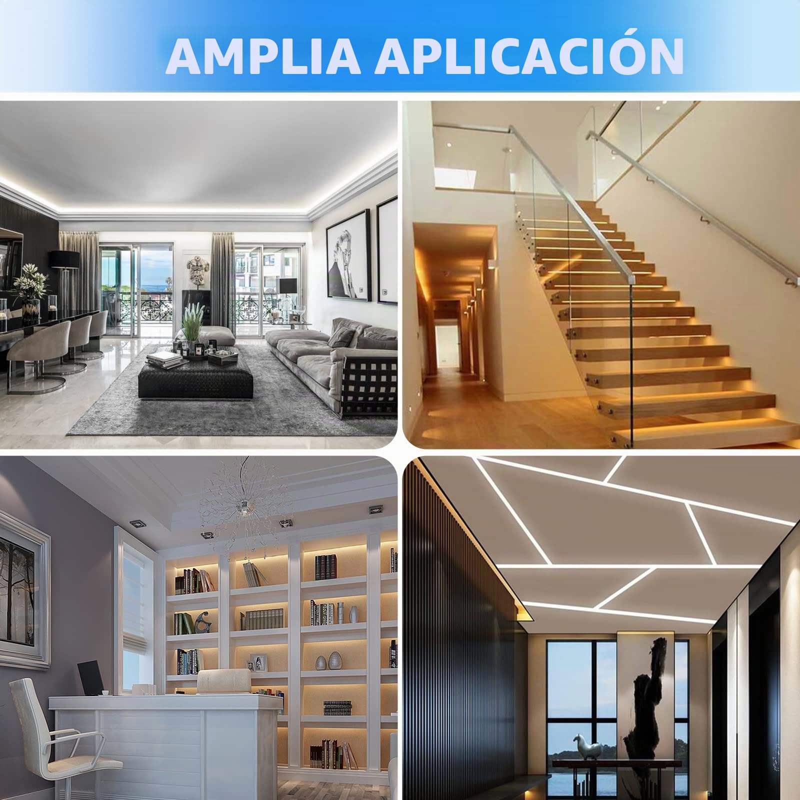 Paquete de 20 perfiles LED de aluminio de 20 x 1 m, perfil de aluminio en forma de U con milchiger Abdeckung für LED-Strips, Endkappen, und Montageklammer für LED-Streifen, perfil de aluminio LED sehr