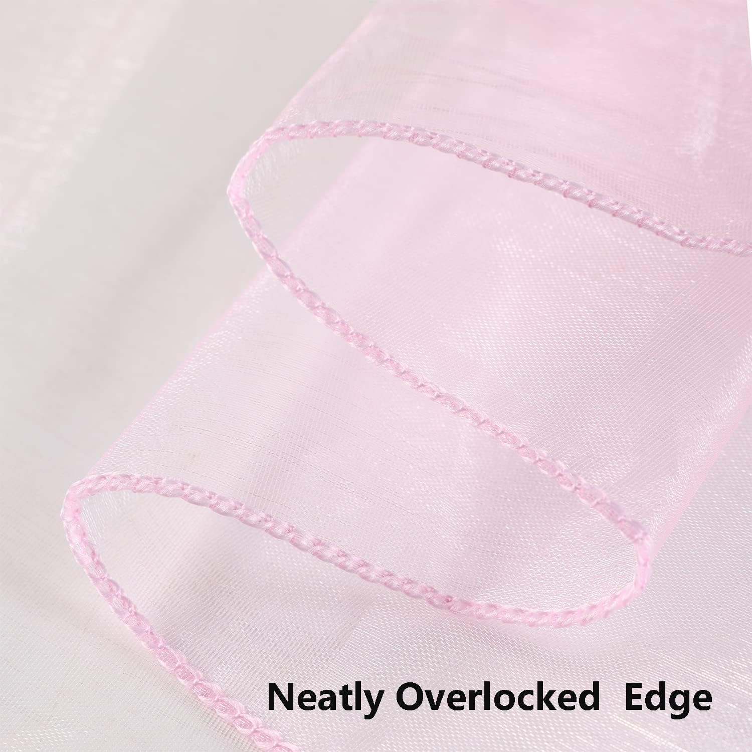 Organza Pink Chair Sashes Bows 50 Pack Universal Chiffon Chair Ties Ribbons Knots for Wedding Party Reception Banquet Decoration, Pink Bows for Chairs