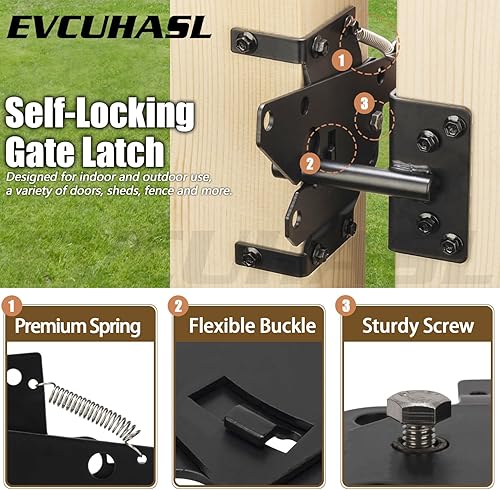 Miniatura 4 de Pestillo de puerta de autobloqueo, montaje en poste de alta resistencia, cerradura automática de puerta por gravedad, herrajes para puerta para