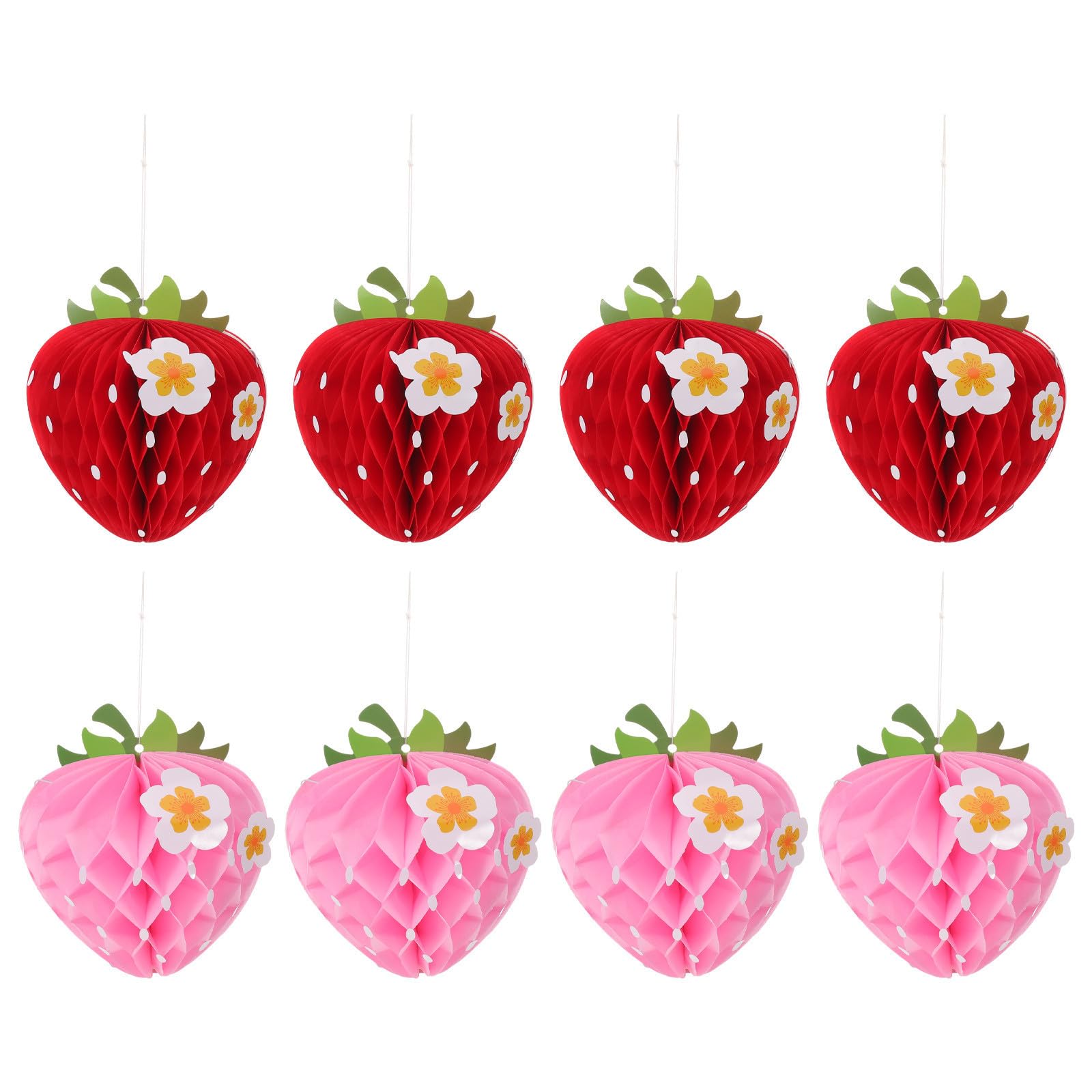 Adornos de fresa de papel de panal para centros de mesa infantiles BESTonZON 8 uds