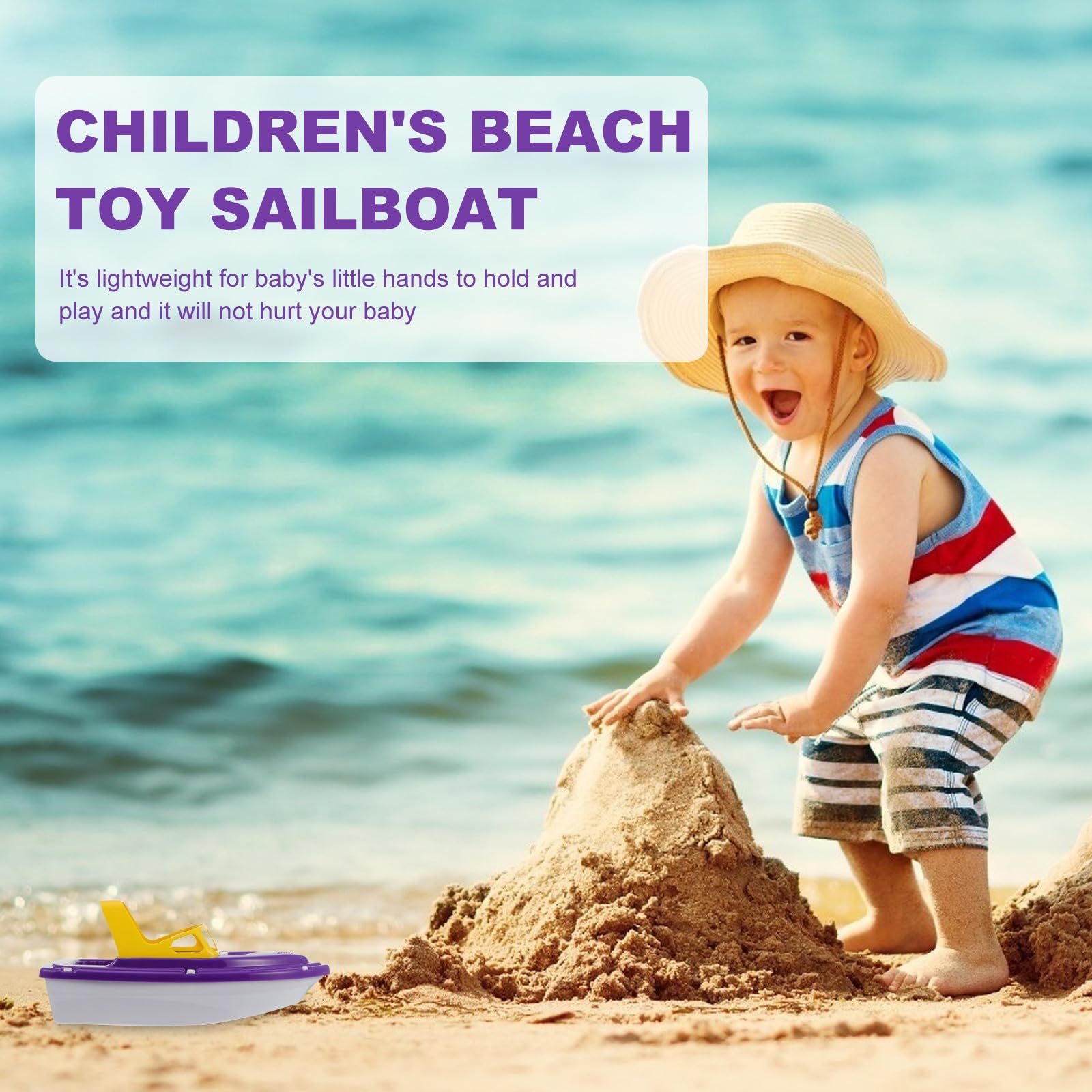 SHINEOFI Kids Bath Boat Floating Speedboat for Toddlers - Purple Sailboat Water Toy - Fun Bathtub and Pool Toys for Baby Bath Time and Water Play — view 6