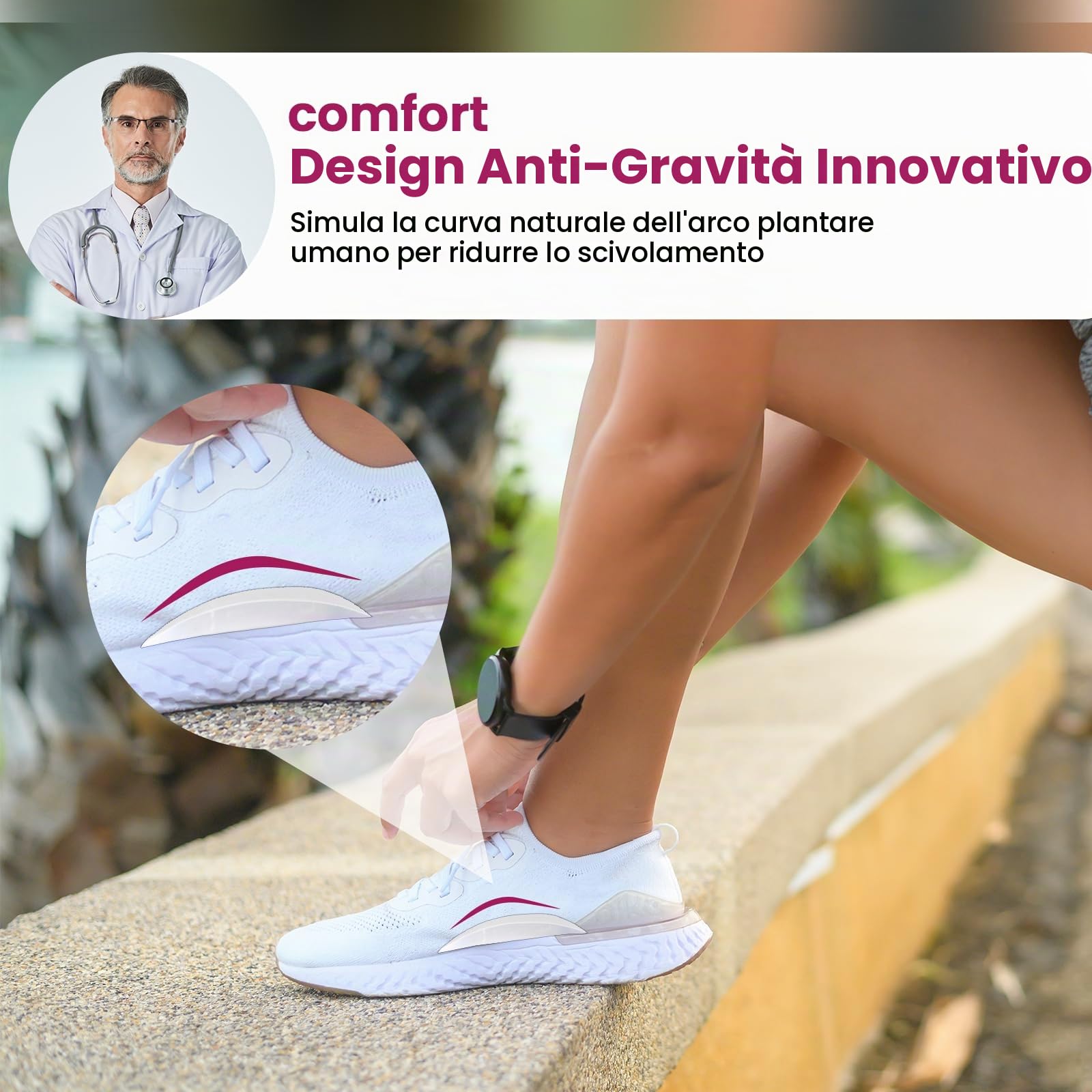 Bukihome Arch Support Inserts for Plantar Fasciitis - Anti Gravity Design - 3 Pairs Adhesive Gel Arch Pads for Women & Men - High Arch Support Insoles for Flat Feet,Relieve Pressure - Large