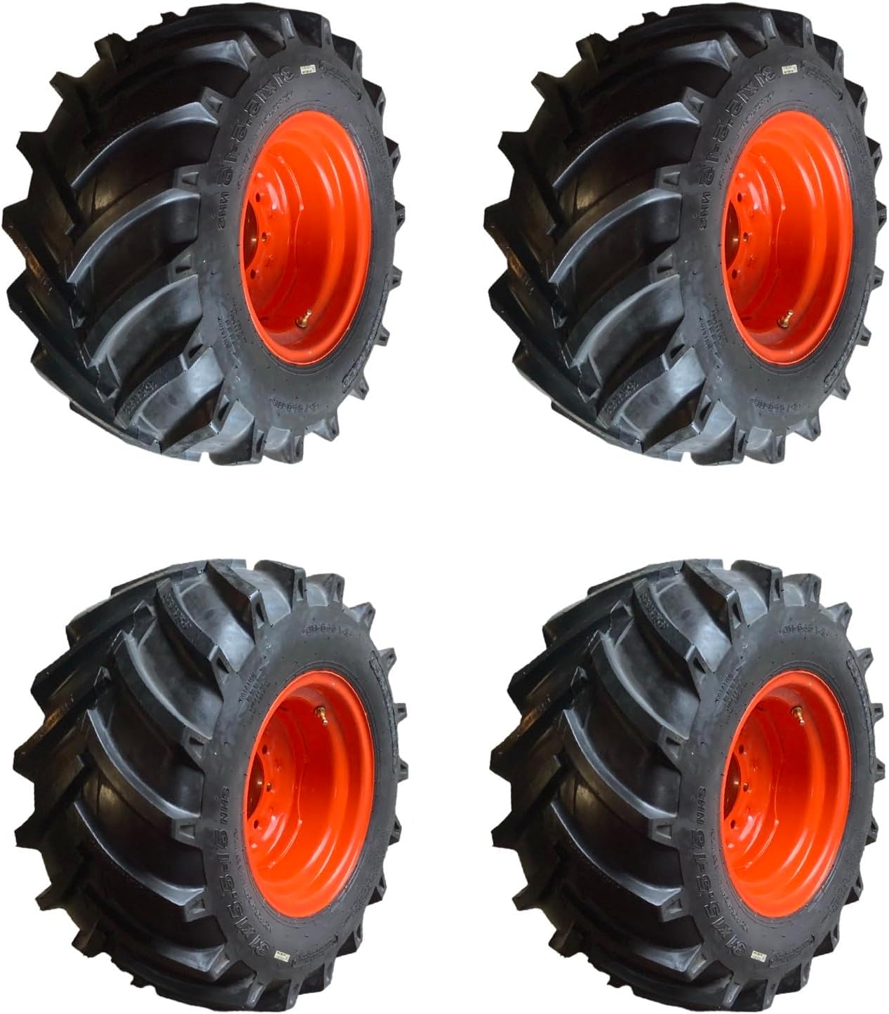 Set of 4-31X15.5-15 Trencher/Skid Steer Tires on Wheels/Rims (8 lug) for Bobcat -Extra Wide/High Flotation- Forerunner I-3 QH645-31X15.5-15 - 12PLY