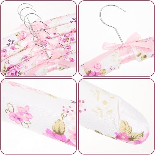 Miniatura 8 de VILLCASE Perchas acolchadas de satén, perchas acolchadas antideslizantes, perchas de tela de espuma para colgar vestidos, suéteres, blusas, vestidos