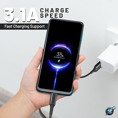 Miniatura 7 de Cable USB C 5 unidades 3.1A QC 3.0 60W de carga rápida USB tipo C a A (336610 pies) cables trenzados de nailon compatibles con iPhone 15, MacBook