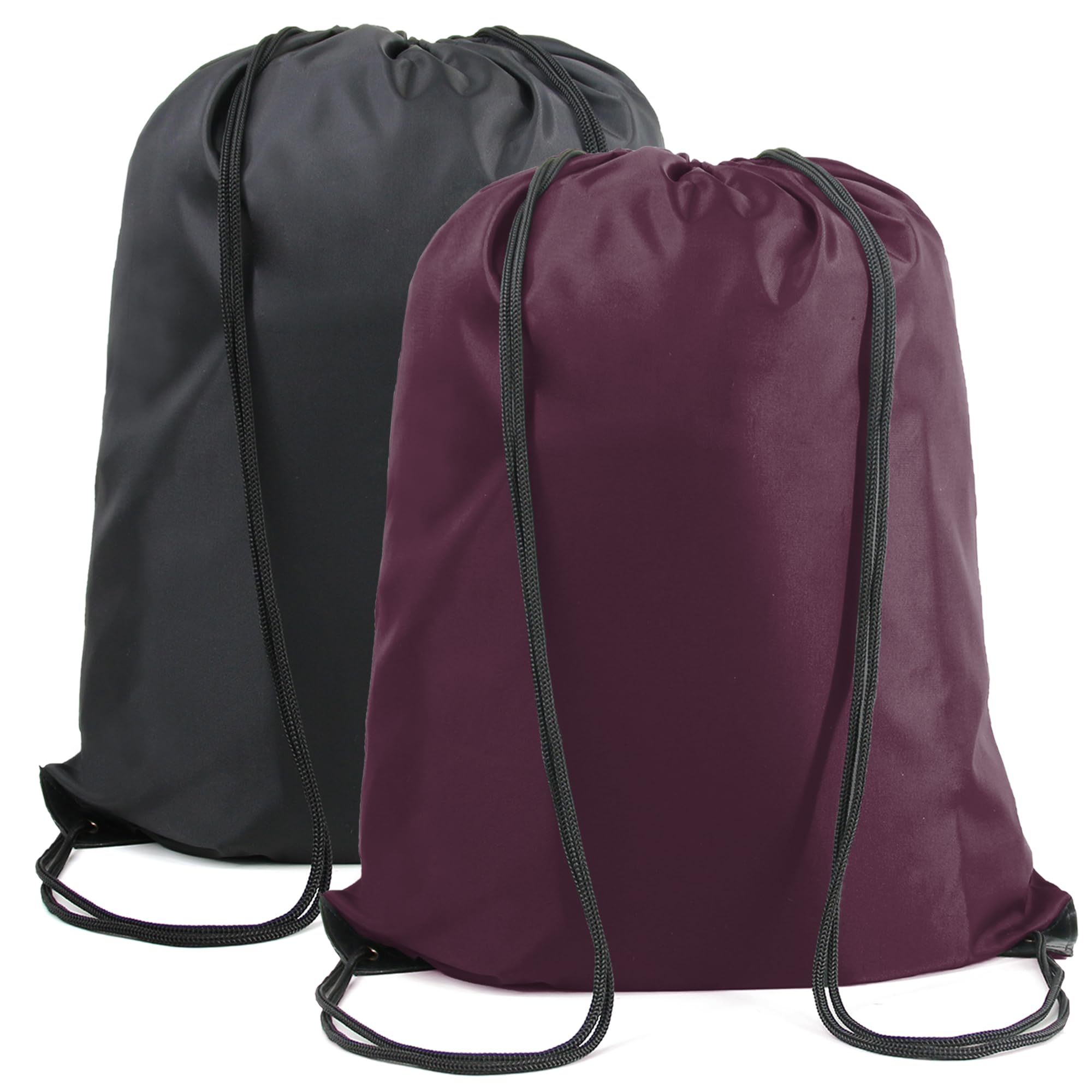 BeeGreen Black Maroon Drawstring Backpack Bags Bulk 2 Pack X-Large 22.4" L x 17.5" W Sports Cinch Sack Gym String Bags Machine Washable Heavy Duty String Backpack For Men Women