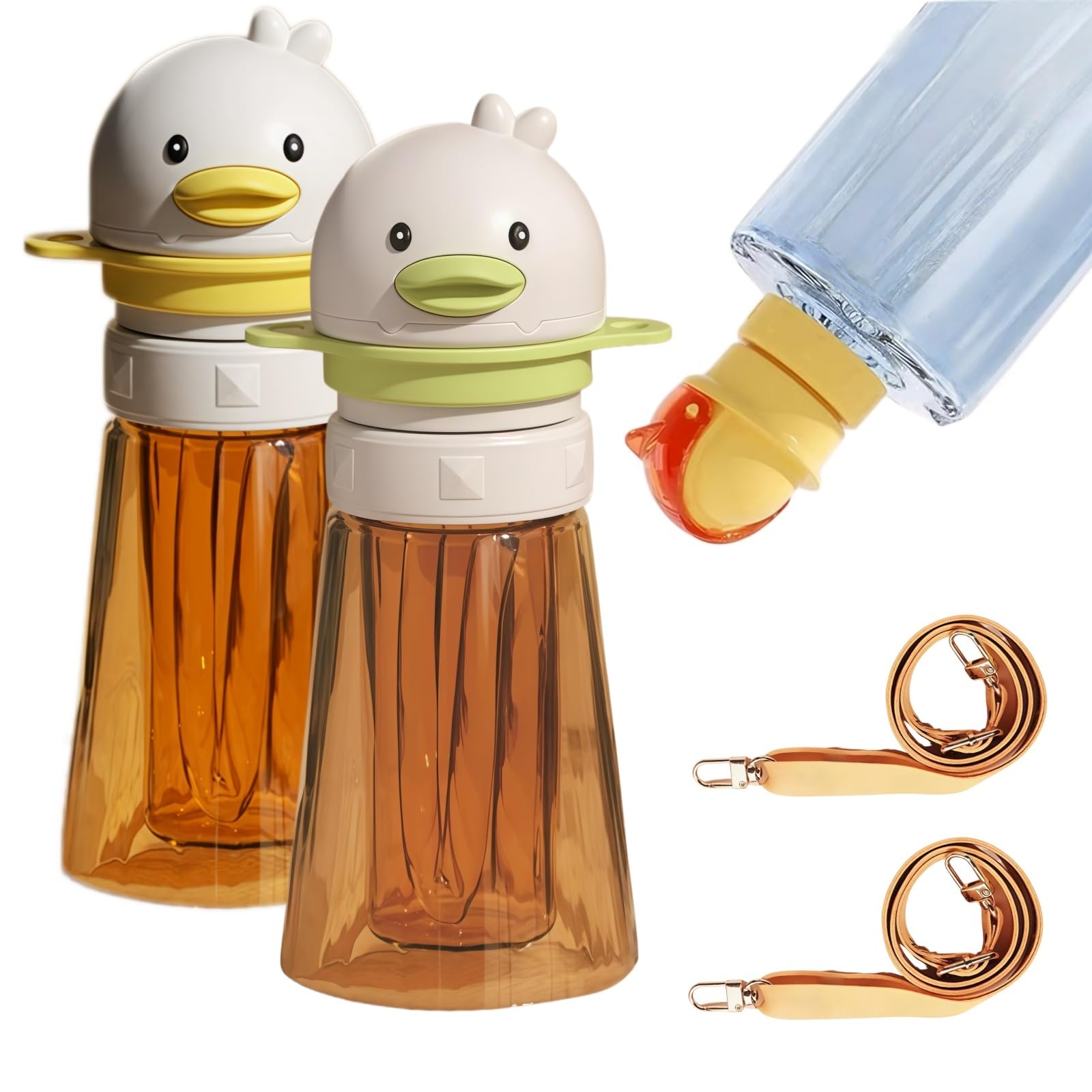 Wstaiutno C-Orange+Green Reusable Children Beverage Water Bottle Straw Lid, Kids Water Bottle Spout Conversion Cap With Straw, Water Bottle Spout Adapter For Most Standard Bottles (C-Orange+Green)
