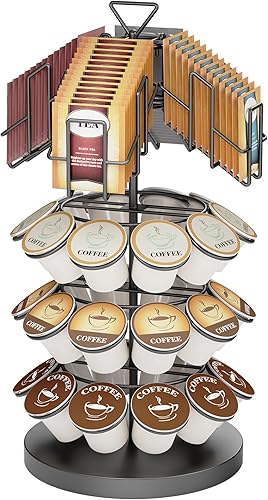 ULG Soporte para tazas y bolsas de té, almacena 30 K-tazas y 60 bolsas de té, organizador de té para bolsas de té y cápsulas de café, soporte para