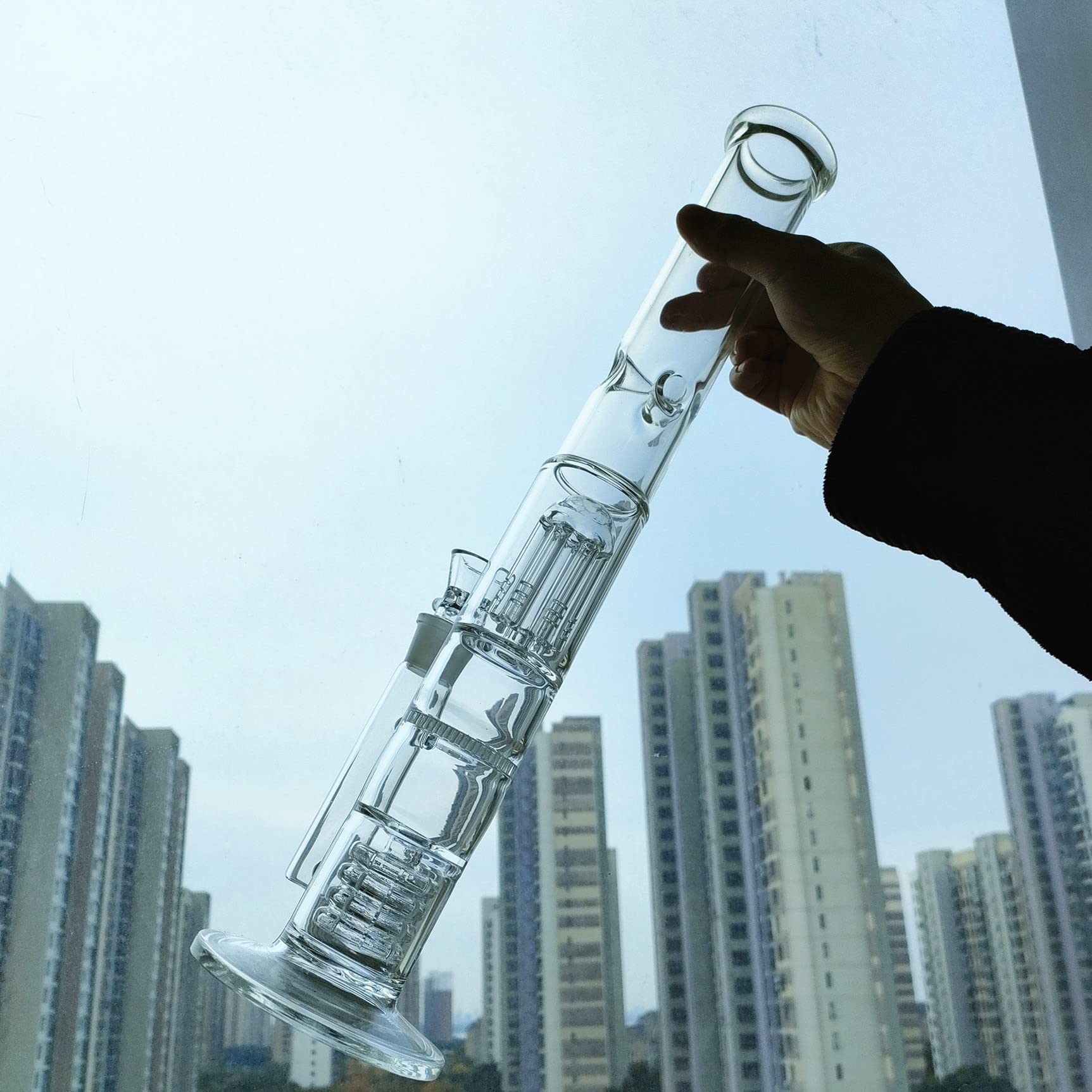 narguilé bong nouveau 17 "grand verre d'eau bong 3 gros perc clair des narguilés pétrolier commun avec 18 mm (clair)