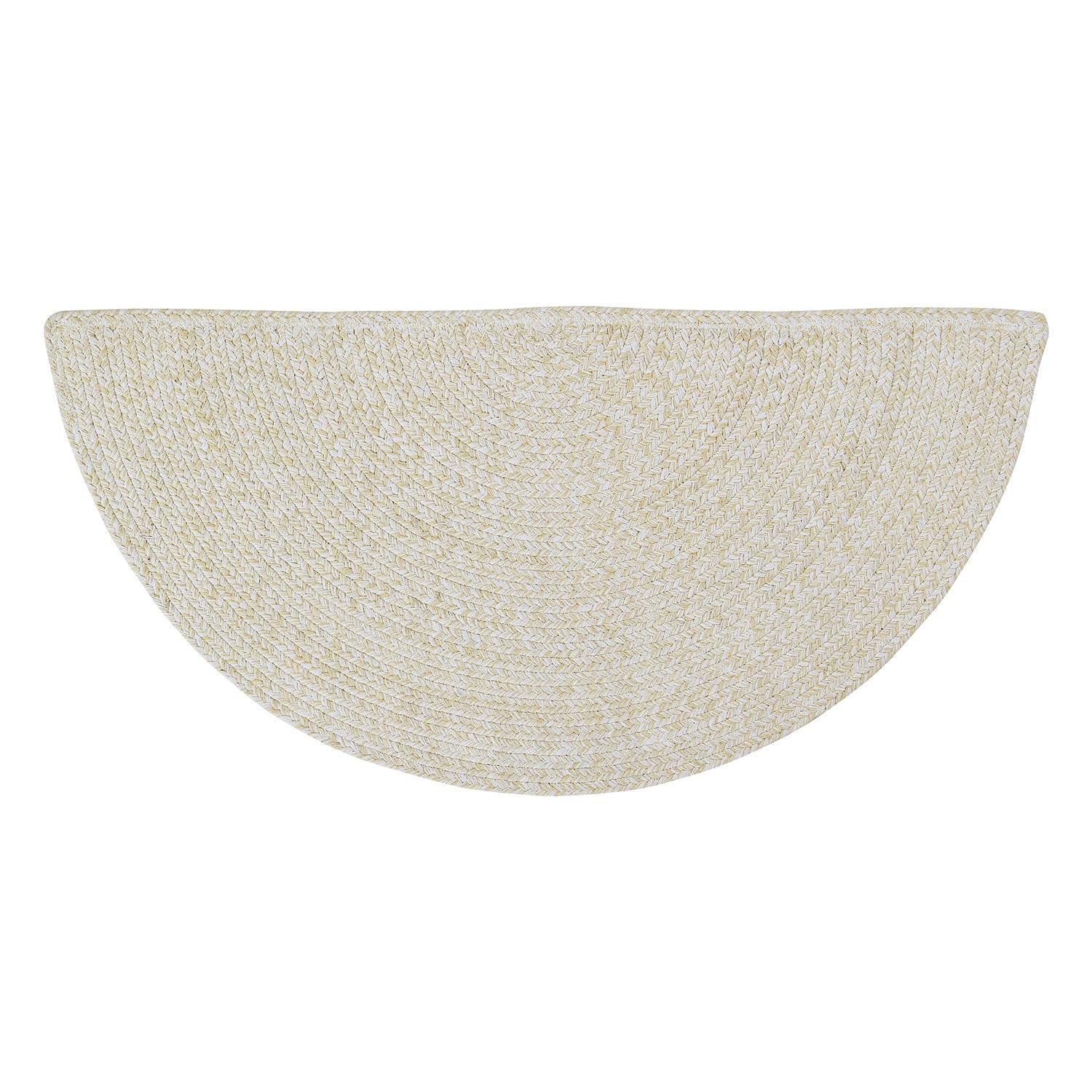 Super Area Rugs Farmhouse Braided Rug Cotton Kitchen Reversible Carpet Yellow & White, 20" X 40" Half Circle