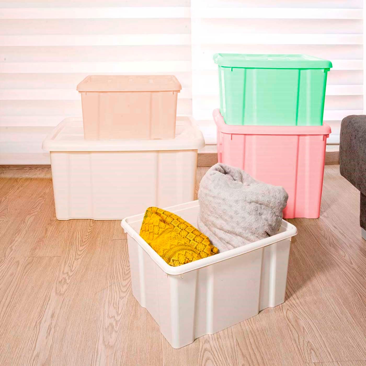 Acan Tradineur - Scatole Plastica Per Riordinare Giocattoli, Vestiti E Libri - Set Da 2 Contenitori, 25 Litri Ciascuno - Foto 5