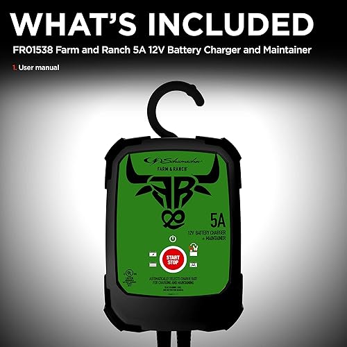 Miniatura 4 de Schumacher Electric Cargador y mantenedor de batería para granja y rancho, FR01538, 3 en 1, totalmente automático, 5 amperios, 12 voltios, para