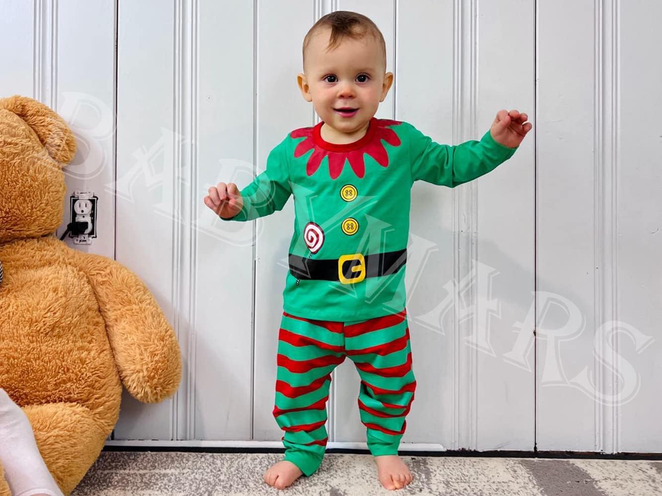 Toddler Christmas Elf Outfit Baby Boy Girl 2PCS Long Sleeve Pants Set