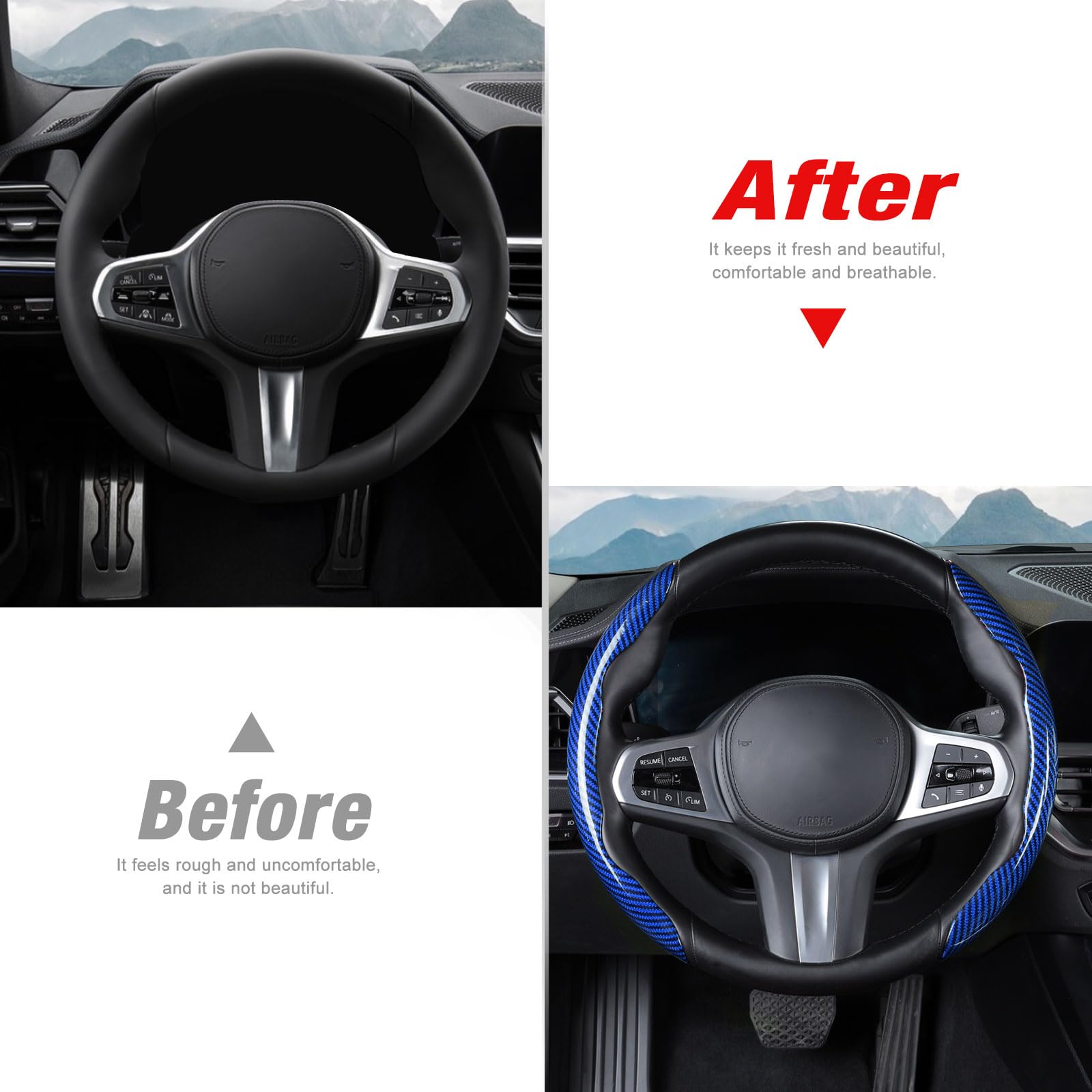 Volante Auto Protezione Coprivolante Per MG HS 2018-2025 - Copertura Volante Traspirante Antiscivolo, Protezione Graffi Copertura Volante Auto Nera - Foto 5