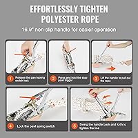 Vista 6 de VEVOR Rope Puller, 3/4 Ton (1,653 lbs) Pulling Capacity, with 100' of 0.6" dia. Rope, 2 Hook, Come Along Winch, Heavy Duty Ratchet Power Puller Tool