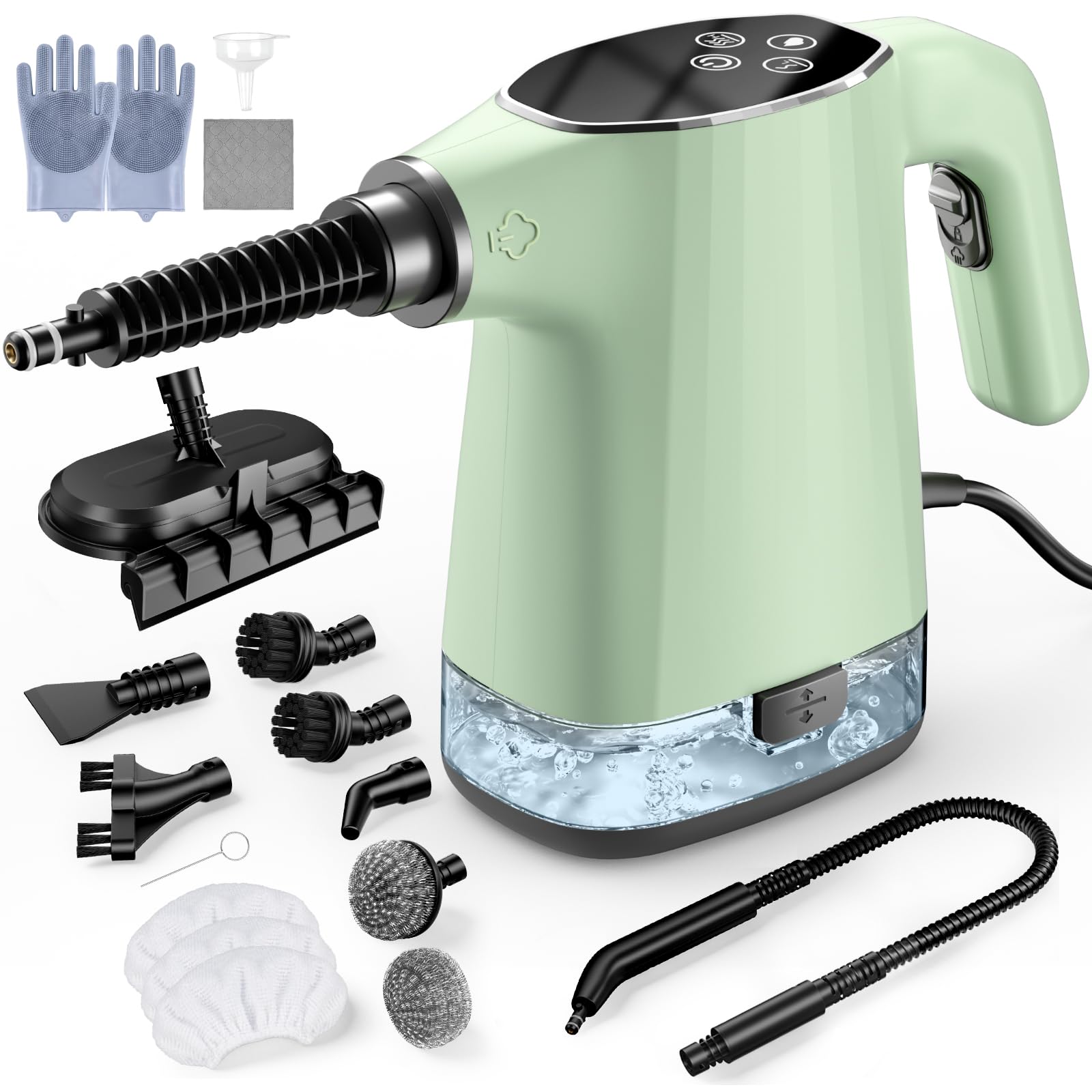 Photo 1 of Handheld Steam Cleaner, Portable Steamer for Cleaning with 18PCS Accessories, 12s Fast Heating, Pressurized Steam Cleaner for Home, Kitchen, Bathroom, Car Detailing, Window, and Clothes, Green