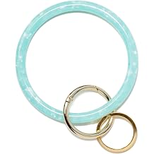 Mymazn Key Ring Bracelet Wristlet Keychain Bangle Keyring for Women, Acetate Round Key Chain