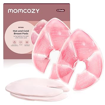 Momcozy Larger Breast Therapy Packs, Hot and Cold Breast Pads with 2 Soft Covers, Breastfeeding Essentials, Postpartum Recovery, 2 Pack, Pink