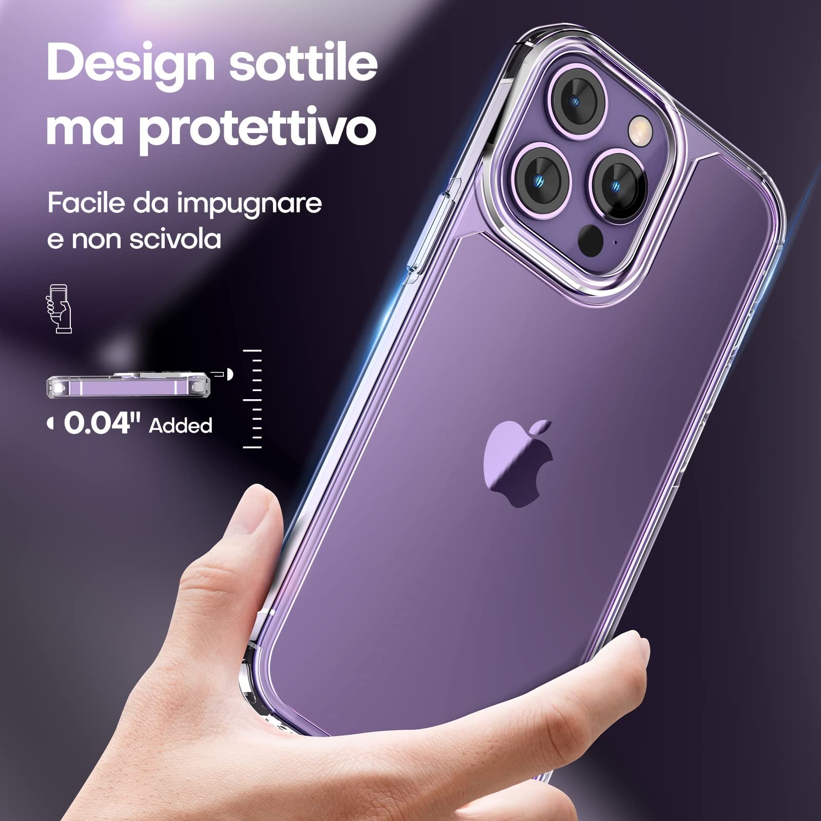 Aekyiwot Custodia 3 in 1, compatibile con iPhone 14/iPhone 13, con 2 pellicole protettive per la privacy, [protezione per fotocamera] Antigraffio, antiurto, mai ingiallimento Hard PC+TPU custodia