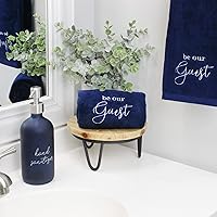 Vista 3 de AuldHome Design Toallas de invitados (juego de 2, azul); toallas de mano con monograma Be Our Guest