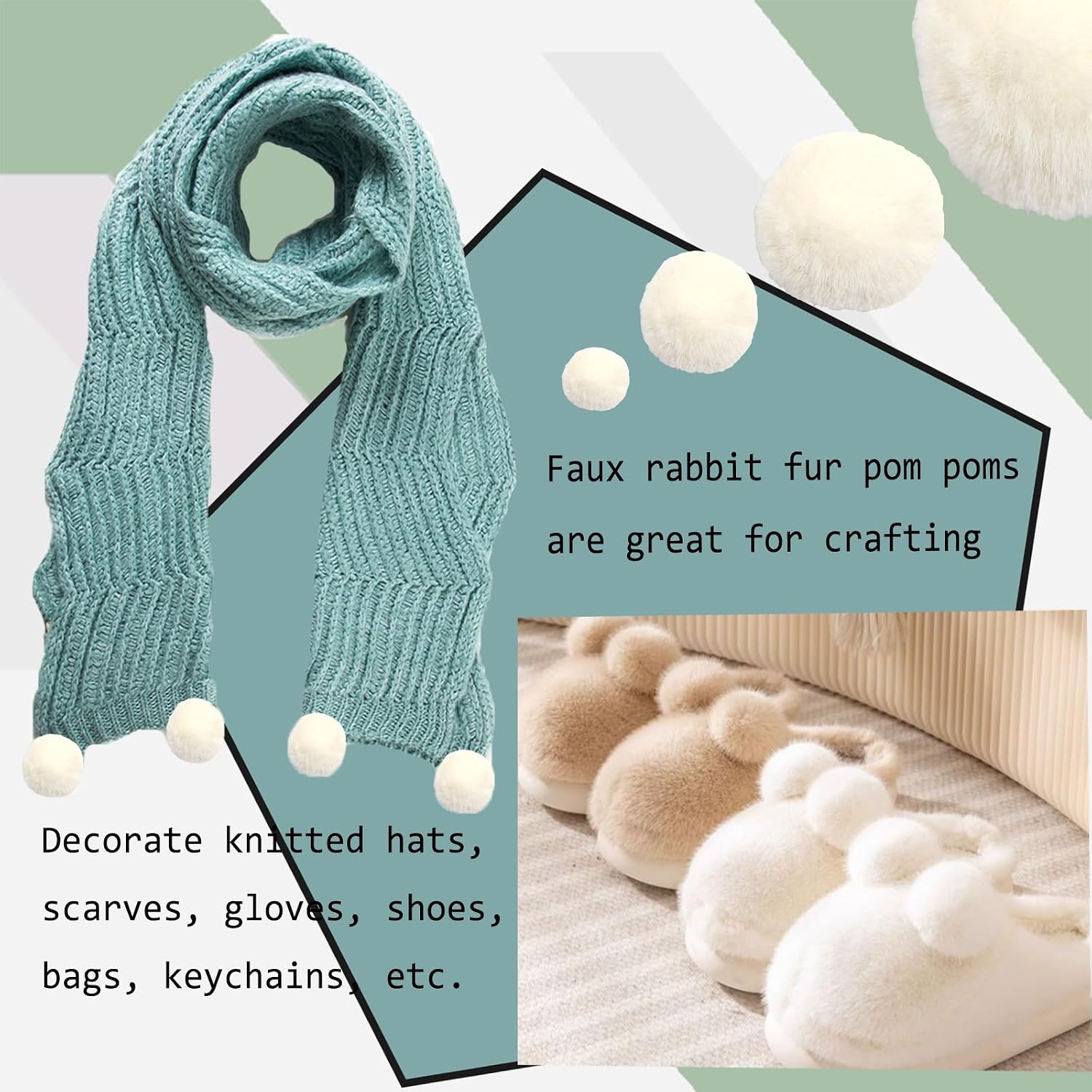 Pack of 30PCS Mini Small Faux Fur Balls Soft Pom Poms Beads with Elastic Loop 30mm Handmade DIY Crafts (3 cm, White)
