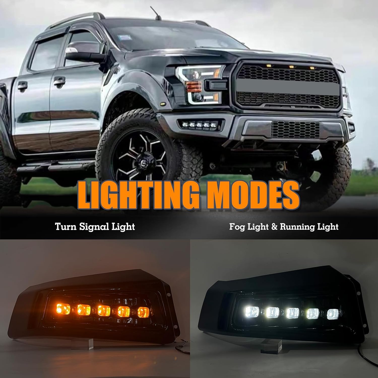Front Bumper With LED Fog Light Assembly Compatible with 2015-2017 Ford F150 F-150 with Sequential Flash Turn Signal Feature Steel Black