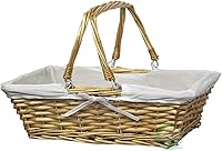 Vista 1 de Vintiquewise (TM) Cesta rectangular de sauce con forro de tela blanca
