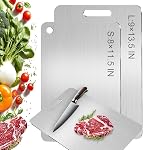 Conseil de coupe de titane pour cuisine, Katuchef 100% Tableau de coupe en titane pur, panneaux à double couche de métal de qualité alimentaire, facile à nettoyer, non stick & Résistant à l'odeur(XL 11×15,5 po)