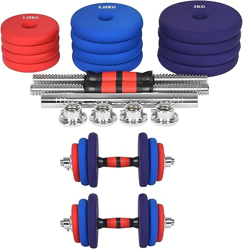 Miniatura 5 de Juego de mancuernas ajustables para el hogar, juegos de barras de hierro con caja de transporte de 66 libras, mancuernas de entrenamiento para