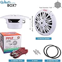 Vista 20 de Pyle Dual parlante marino de 6.5 pulgadas, impermeable, con sonido estéreo de rango completo, 120 W, color negro, (2 unidades), Blanco