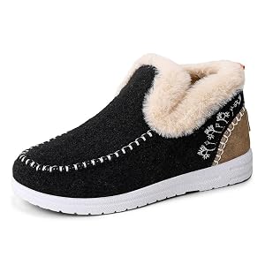Winter Boots For Women 2025 Snow Boots Anti-Slip Warm Fur Lined Comfortable Fuzzy Slip On Ankle Booties Loafers