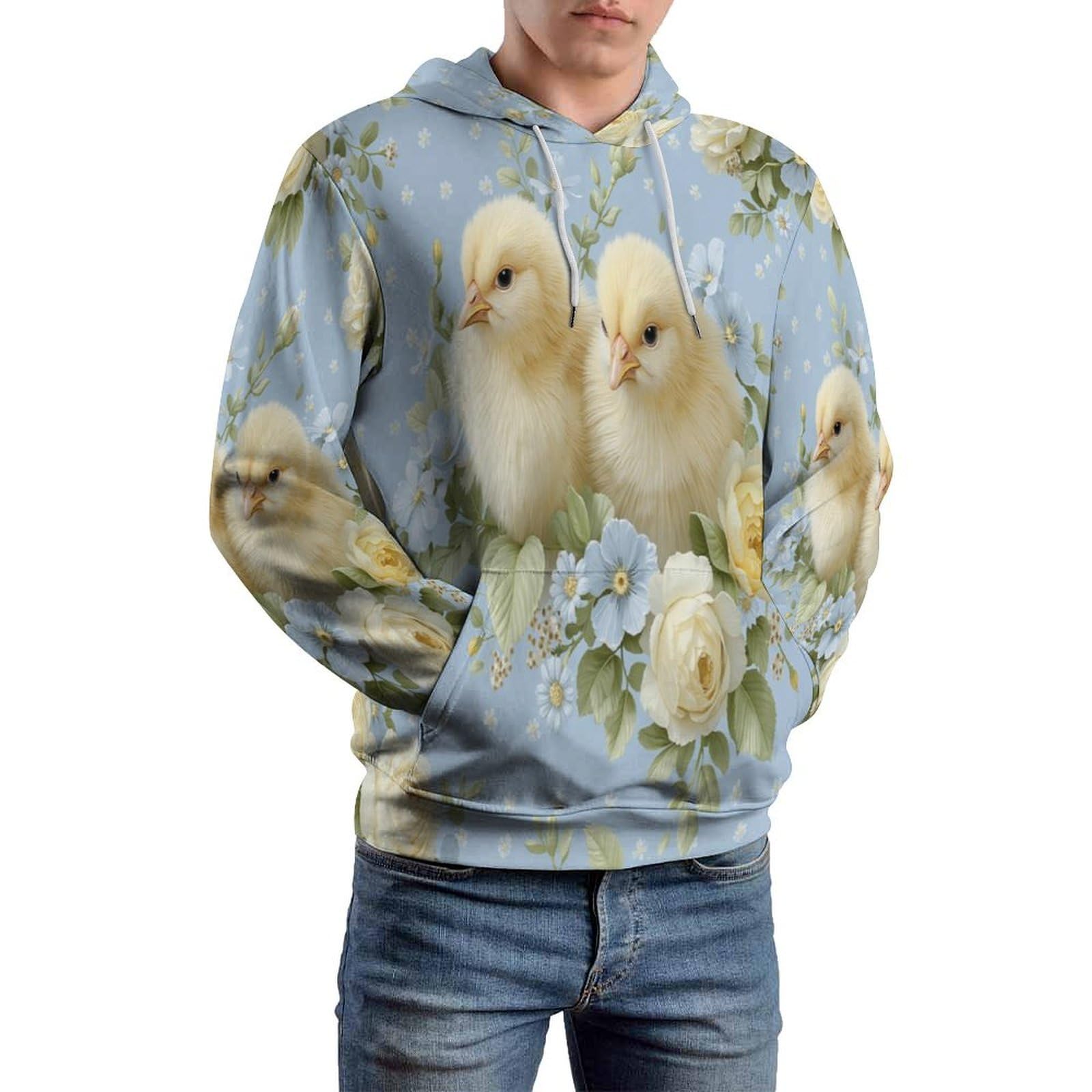 Sweat à capuche manches longues imprimé 3D avec poches chaudes - 7