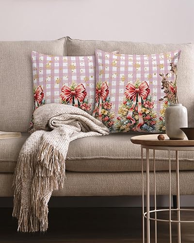 Miniatura 2 de Paquete de 2 fundas de almohada de algodón, diseño de copos de nieve dorados, diseño de copos de nieve dorados, diseño de acuarela con lazo en