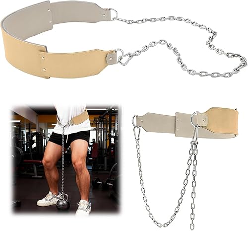 Cinturón de piel de oxido de 34 pulgadas con cadena de acero, cinturón de inmersión de cuero resistente, peso para entrenamiento de fuerza,