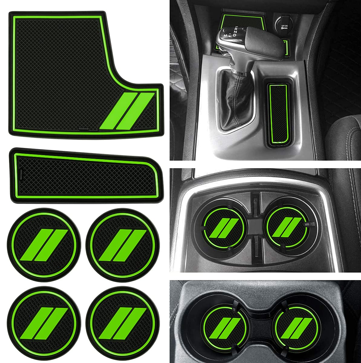 Tapis anti-poussière Dodge Charger 2015-2021 - Accessoire porte-gobelet console Bonbo vert