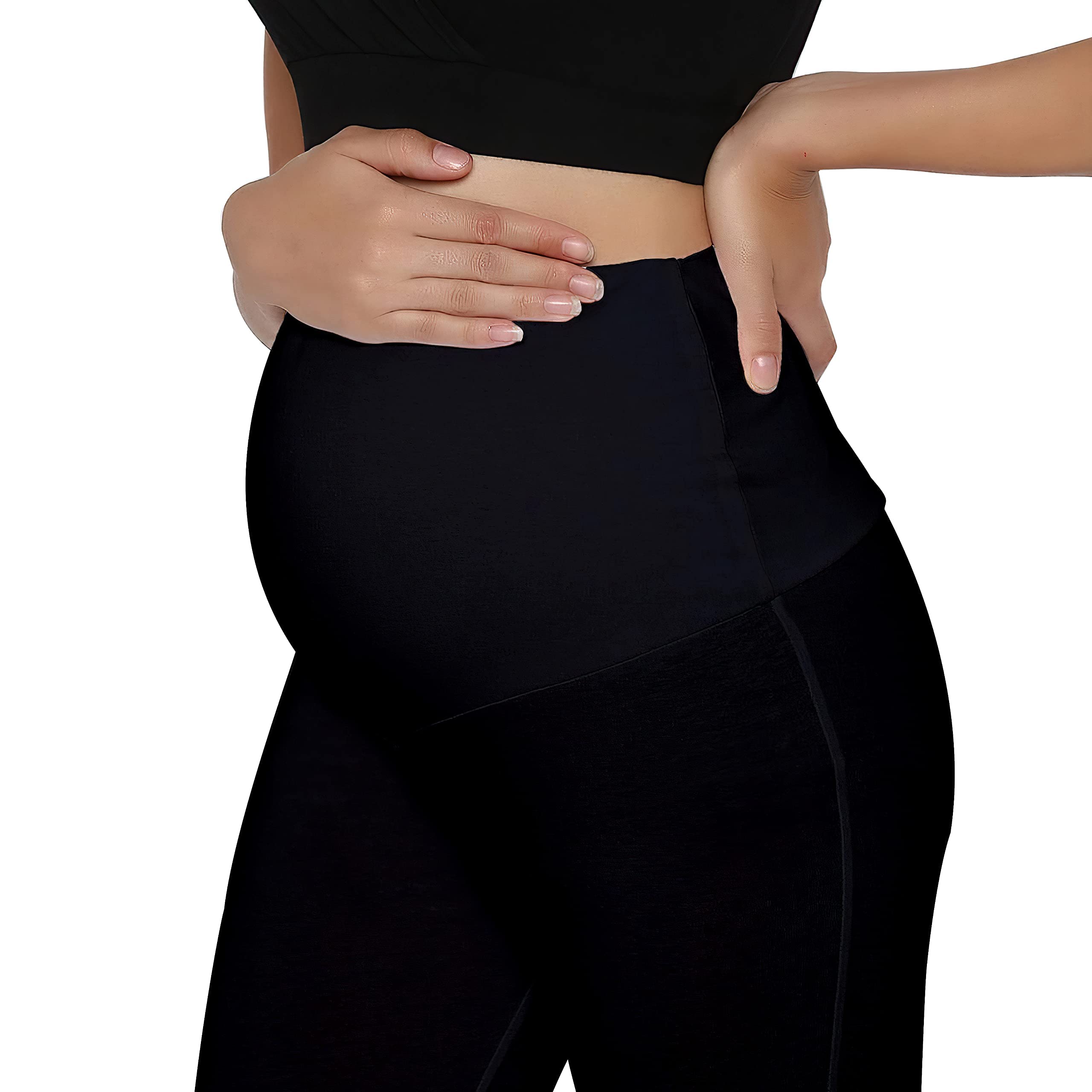 LENAM Cotton Lycra Stretchable Maternity Leggings(Pack of 2) (3XL, Black - White) - Image 5 thumbnail