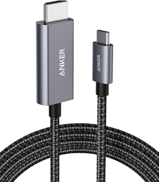 USB C to HDMI Cable for Home Office 6ft, Anker Type C to HDMI Adapter Cable 4K 60Hz for MacBook Pro 2020, iPad Pro 2020, Samsung Galaxy S20/ S10, Dell XPS 13/ 15, and More [Thunderbolt 3 Compatible]
