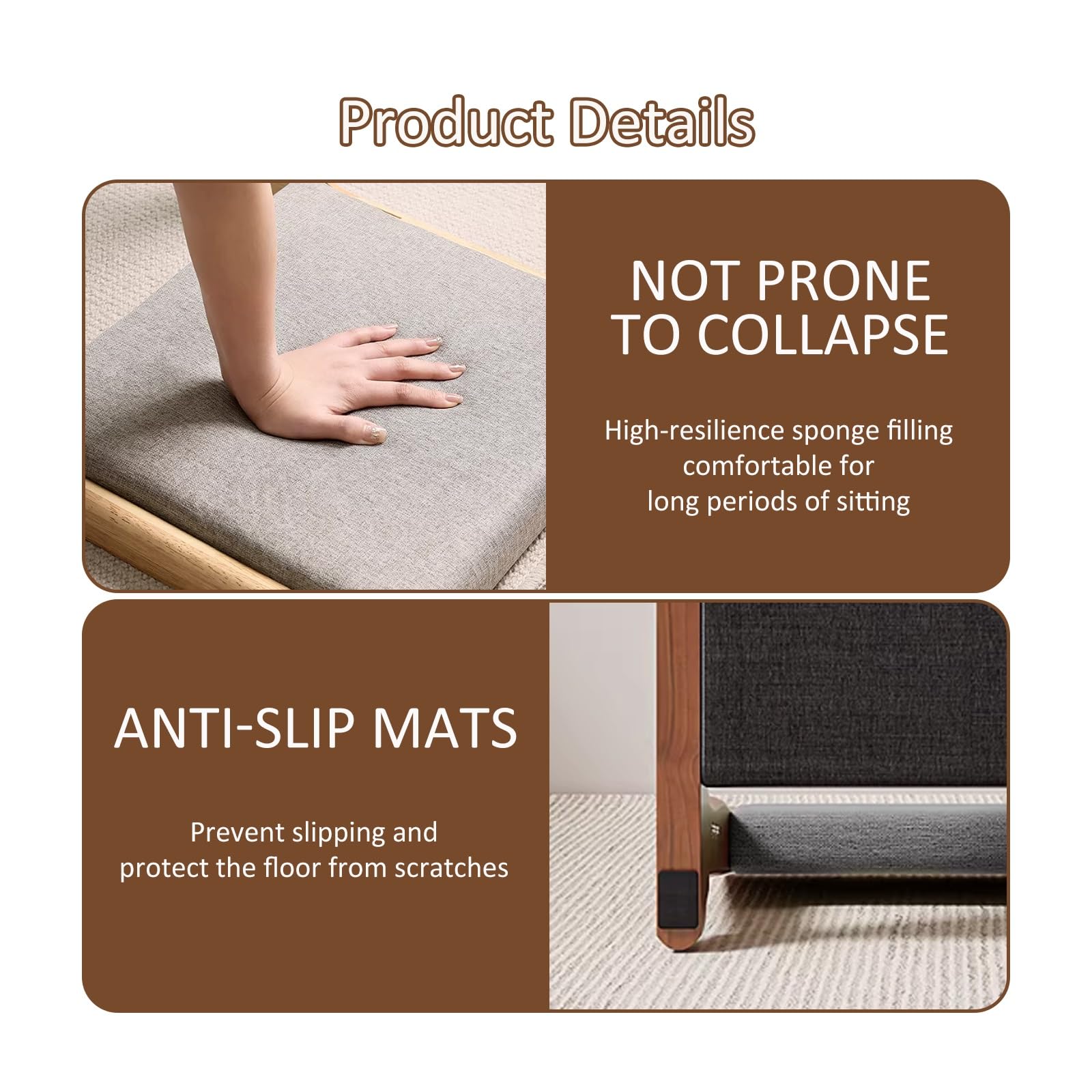 Silla japonesa plegable con soporte para la espalda, sofá perezoso sin patas, para meditación, té, lectura y relajación, cómodo asiento portátil