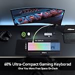 RK ROYAL KLUDGE RK61 Wired 60% Mechanical Gaming Keyboard Programmable QMK/VIA RGB Backlit 61 Keys Ultra-Compact Hot Swappable Red Switch White