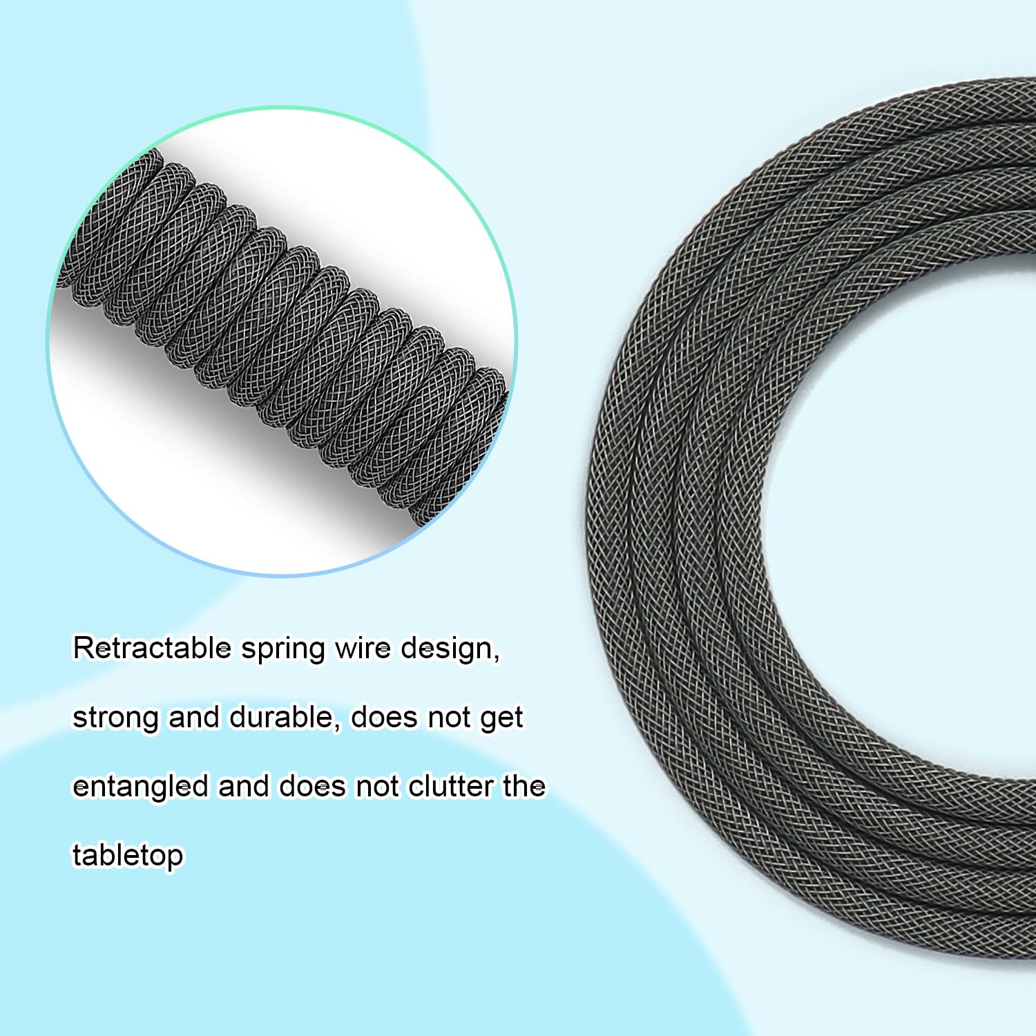 Close-up of the coiled cable section