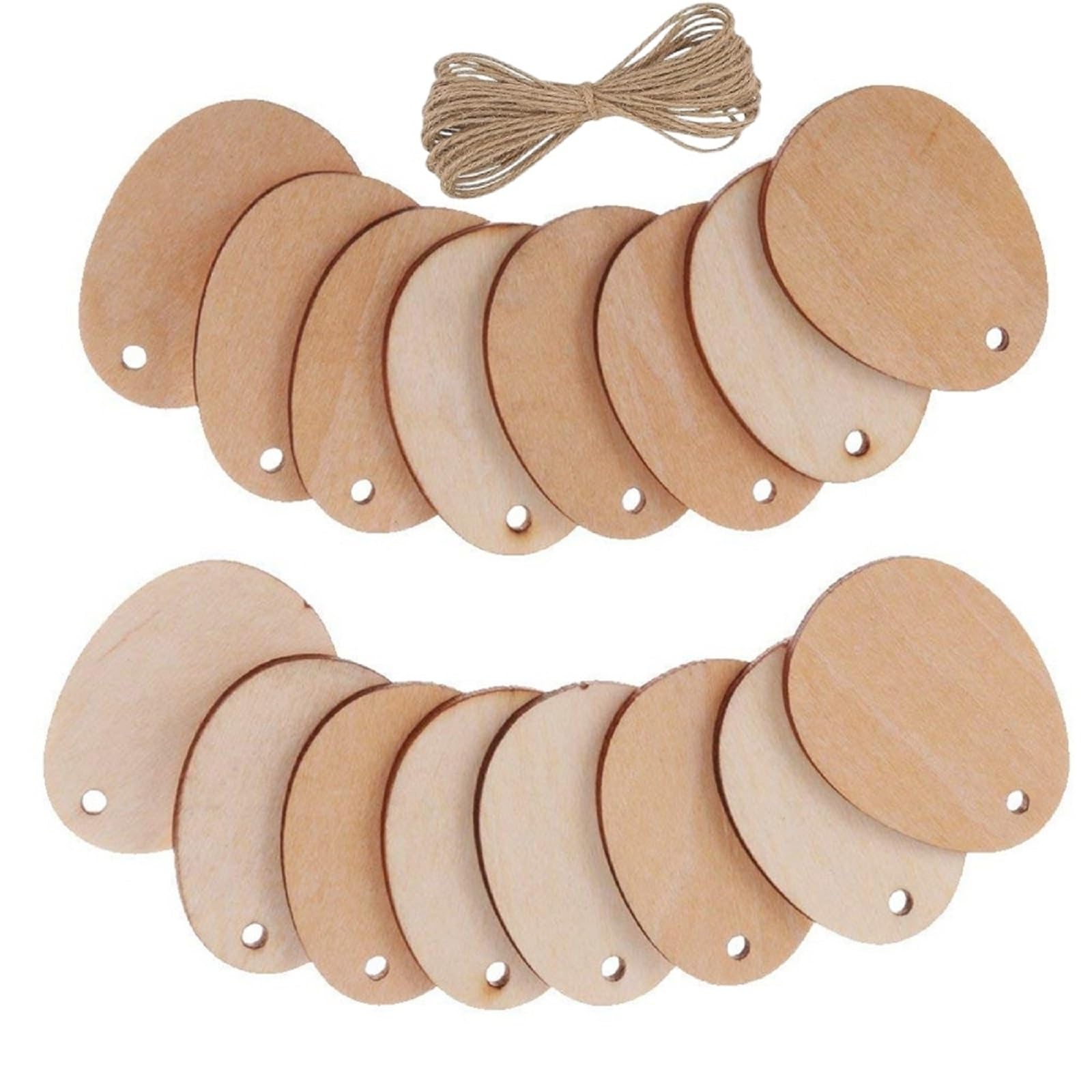 100pcs ForuMall Wooden Shape Unfinished Egg Embellishments for Crafts with Hole (100pcs-5cm)