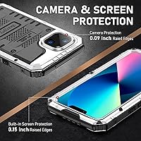 Vista 20 de Beasyjoy Funda impermeable para iPhone 13, funda de metal con protector de pantalla integrado, resistente protección de cuerpo completo, grado