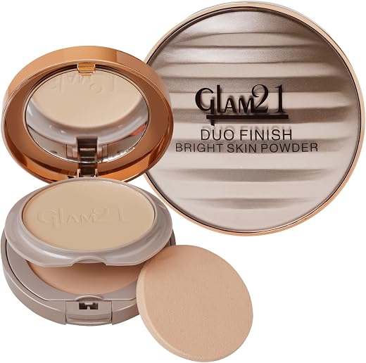 Glam21 Duo Finish 2-in-1 Bright Skin Compact Powder | Smooth Satin Texture | Long-Lasting Matte Finish | Brightening Formu...