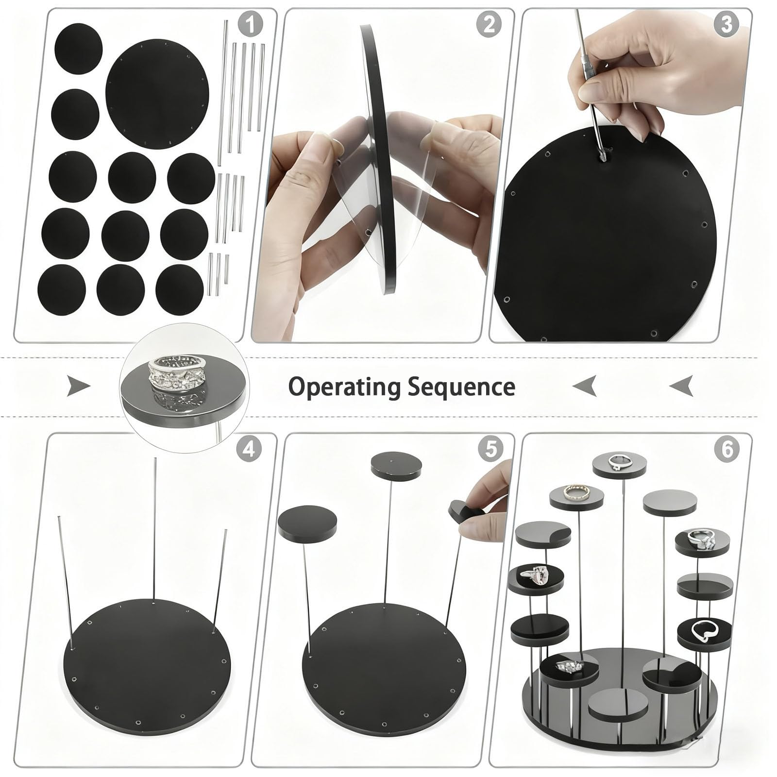 Présentoir Acrylique Rond Noir, Diamètre Présentoirs, Présentoir Parfum de Collection, Résentoirs Ronds en Acrylique pour Cupcakes, pour de Figurine Vernis à Ongles Cosmétiques.
