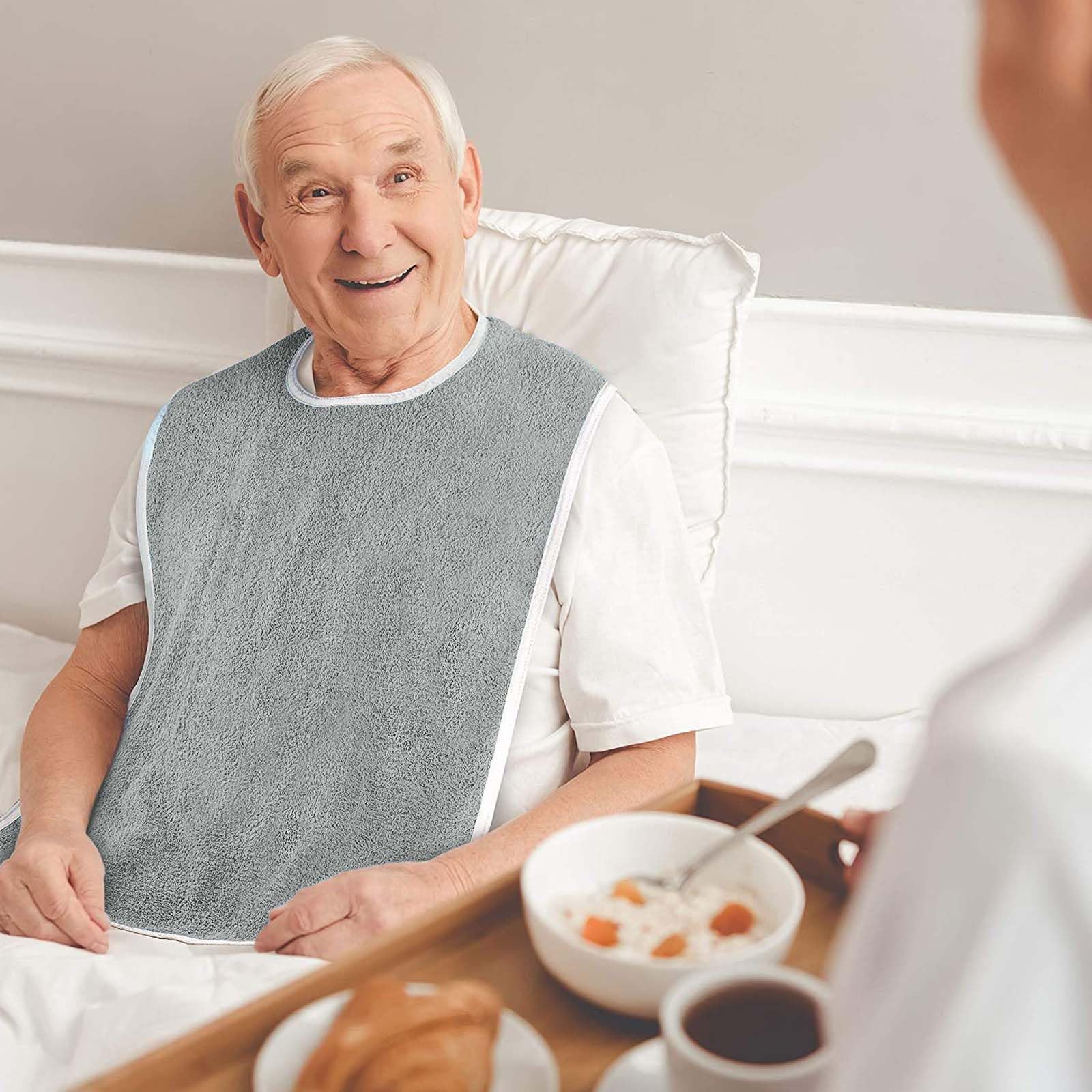 2 Pièces Bavoirs de Salle à Manger pour Adultes, Bavoirs en Tissu éponge, Protection en Tissu éponge, Protecteurs de Vêtements et Bavoirs pour Hommes, Ffemmes, Personnes âgées Handicapées