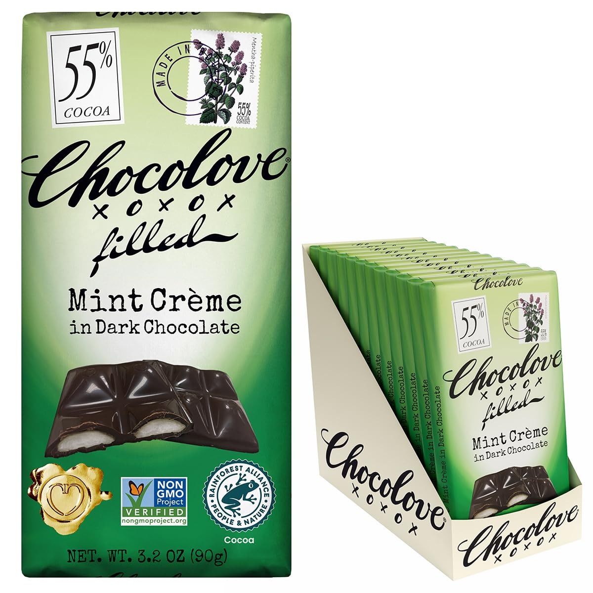 Amazon.com: Chocolove Mint Crème Bars | 55% Cocoa | Infused with