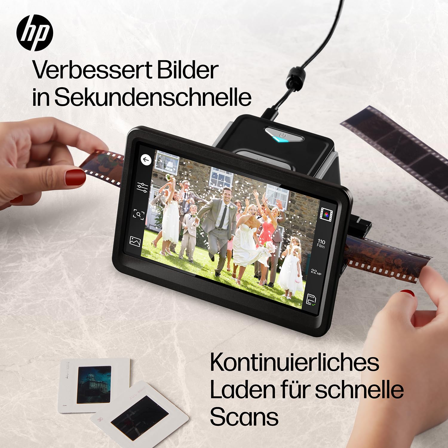HP FilmScan Touchscreen Film & Diascanner Digitizer 7 Zoll LCD-Bildschirm 22MP JPEG 135 126 110 Film